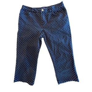 Chaps Capris crop Denim Navy White Polka Dots Womens Cropped Jean size 10